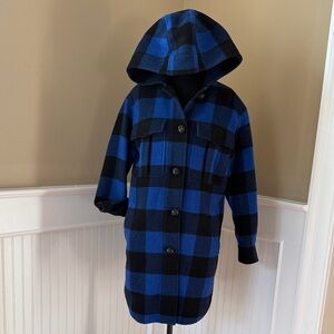 Rag & Bone Blue and Black Checkered Hooded Jacket